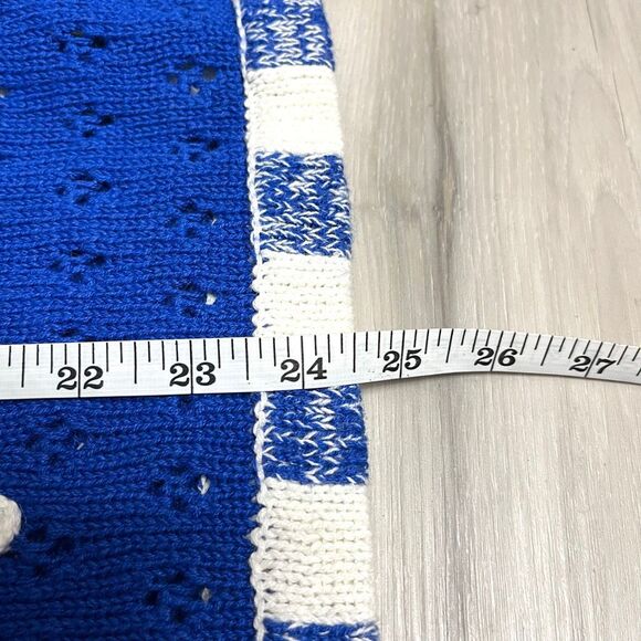 PBJ Sport Vest Women’s Small Blue Floral Embroidered Crochet Knit Vintage - Picture 6 of 6